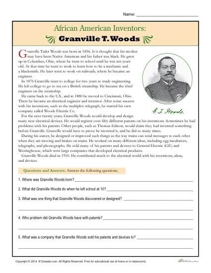 Free African American History Worksheets Worksheets Master