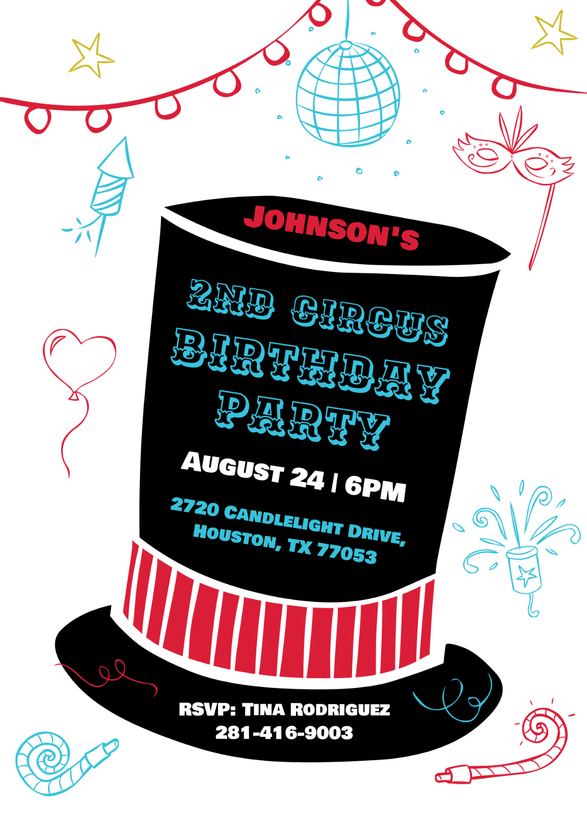 circus party invitation template