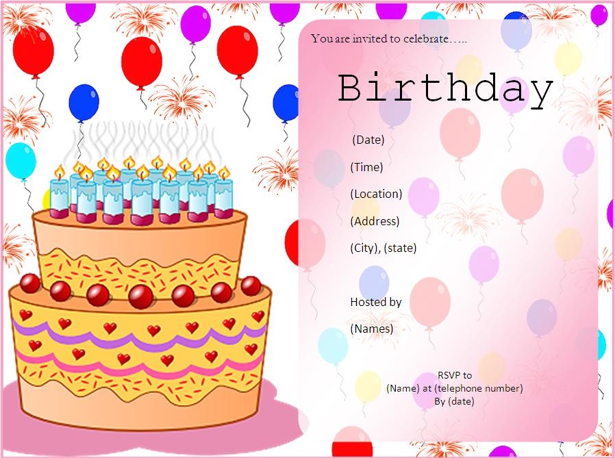 Free Birthday Invitation Free Word Templates