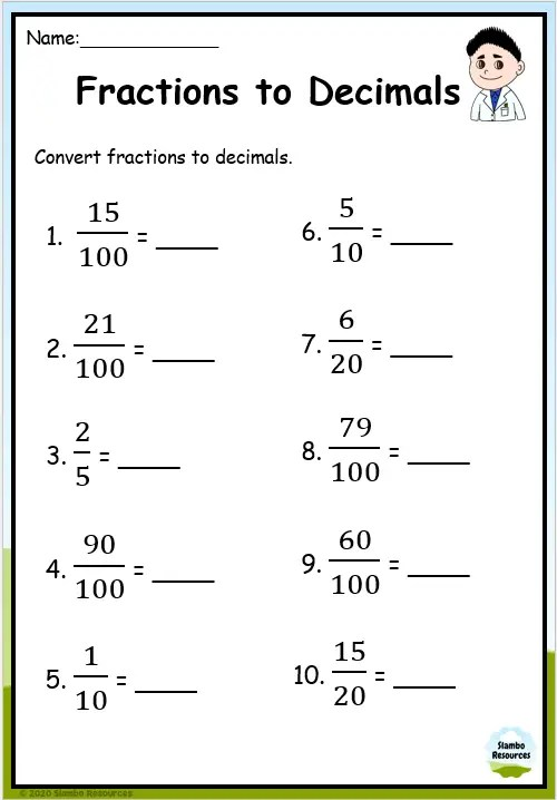 Free Change Fraction To Decimal Worksheet Download Free Change 
