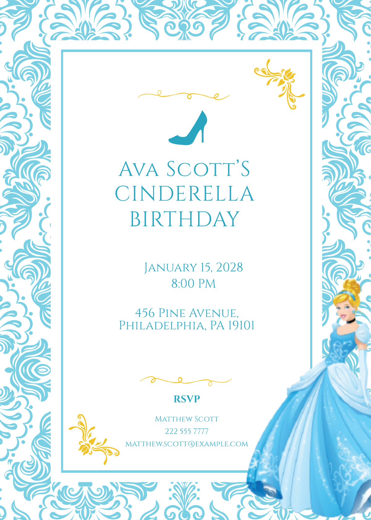 cinderella invitation template free
