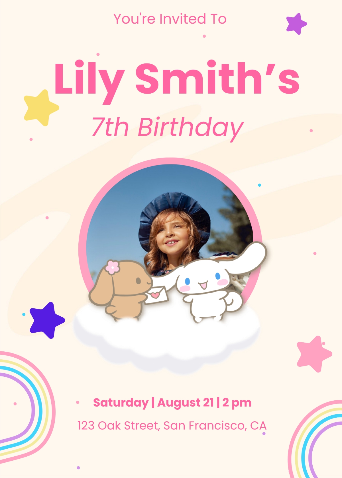 cinnamoroll invitation card template free