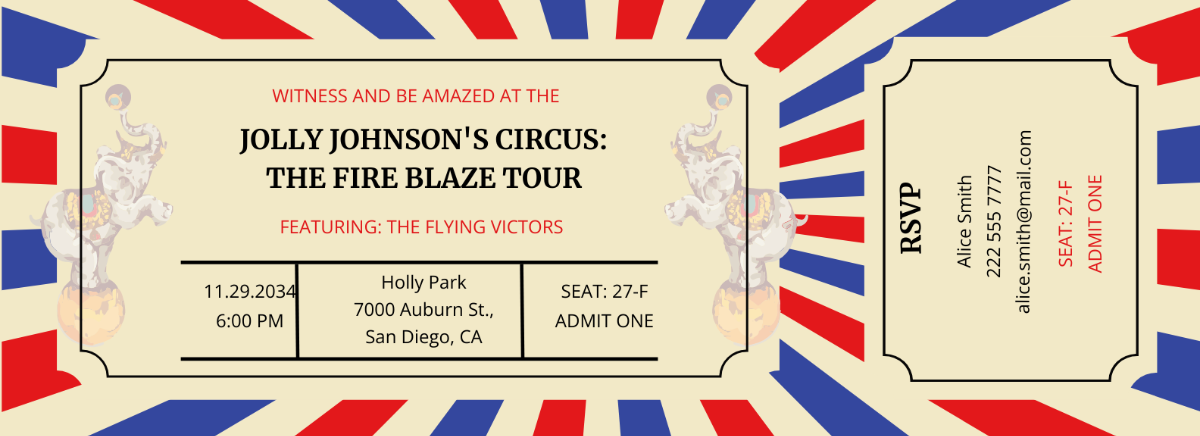 Free Circus Ticket Invitation Template To Edit Online