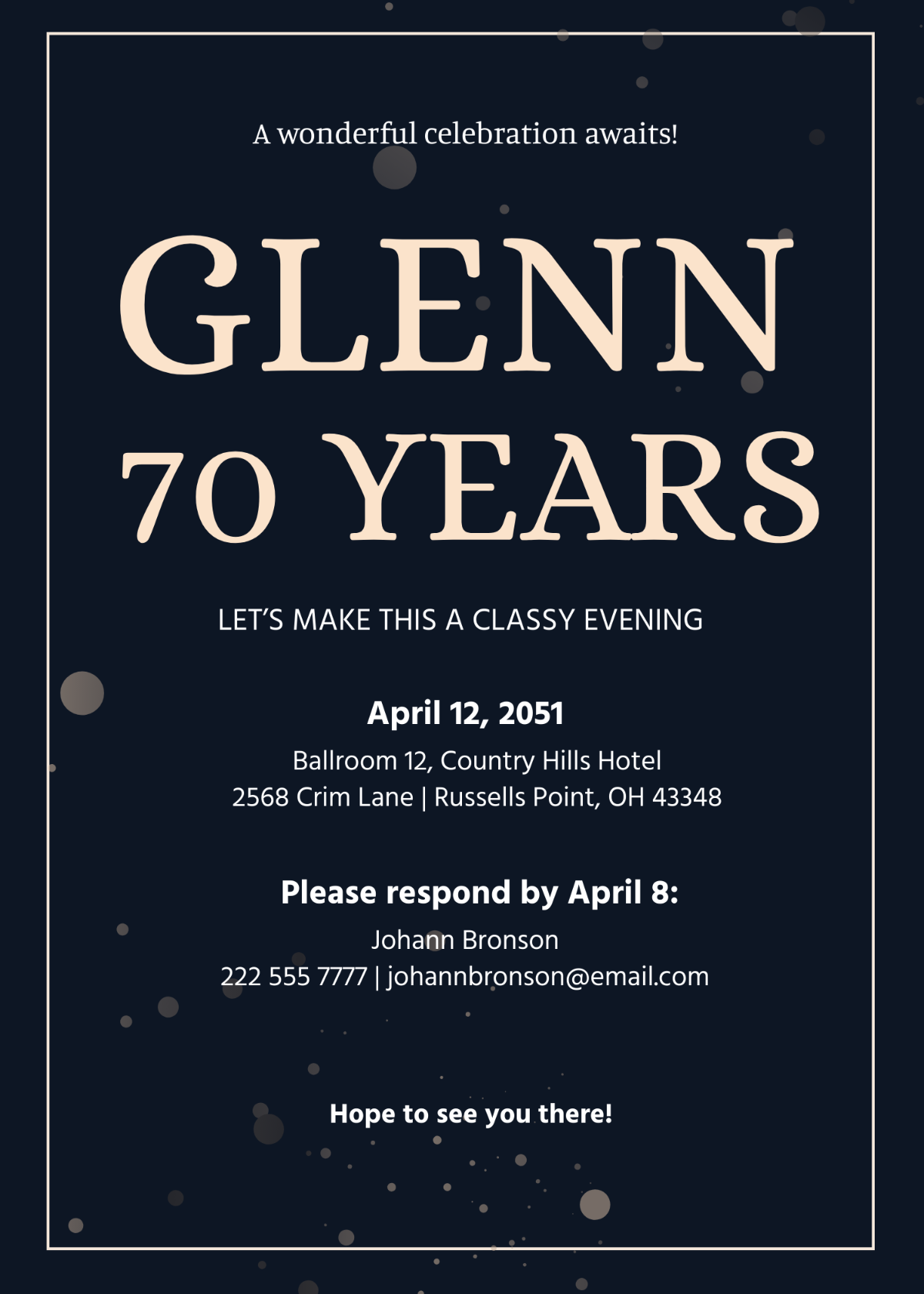 Free Classy 70th Birthday Invitation Template To Edit Online