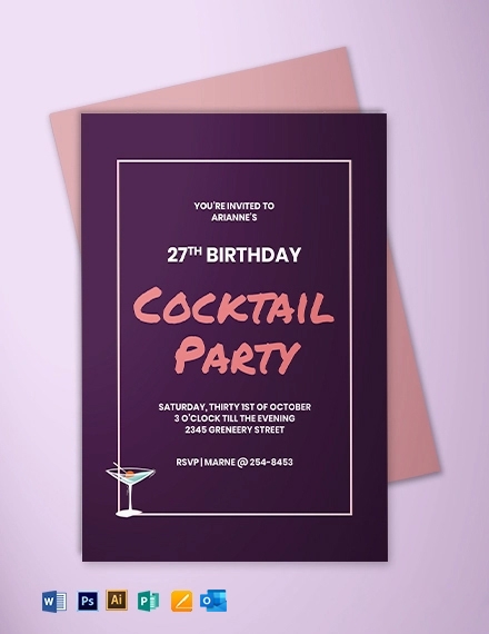 FREE Cocktail Party Invitation Template Download In Word Google Docs 