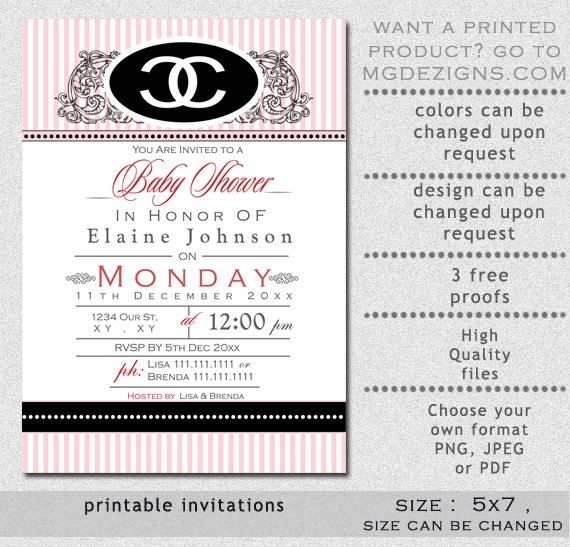 Free Coco Chanel Invitation Templates Free Templates Printable