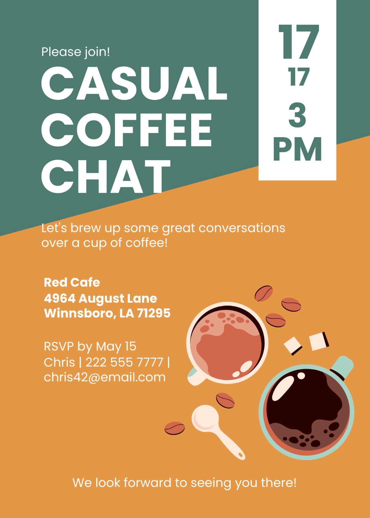 Free Coffee Chat Invitation Template To Edit Online