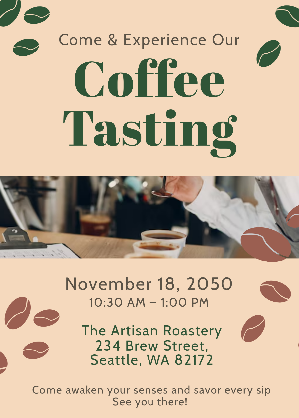 Free Coffee Tasting Experience Invitation Template To Edit Online