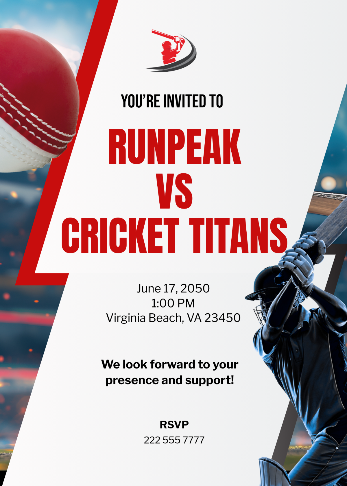 Free Cricket Match Invitation Template To Edit Online