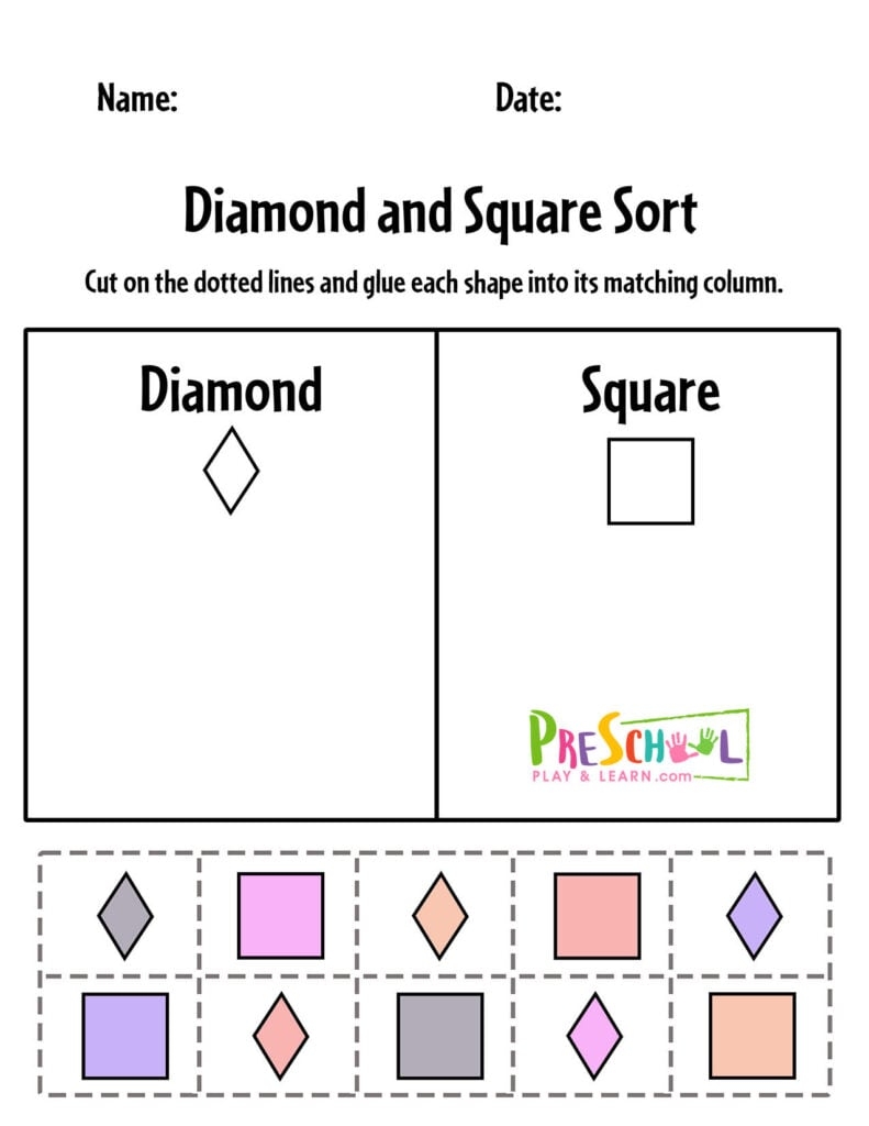 FREE Cut And Paste Shape Sorting Worksheets For Preschool Worksheets