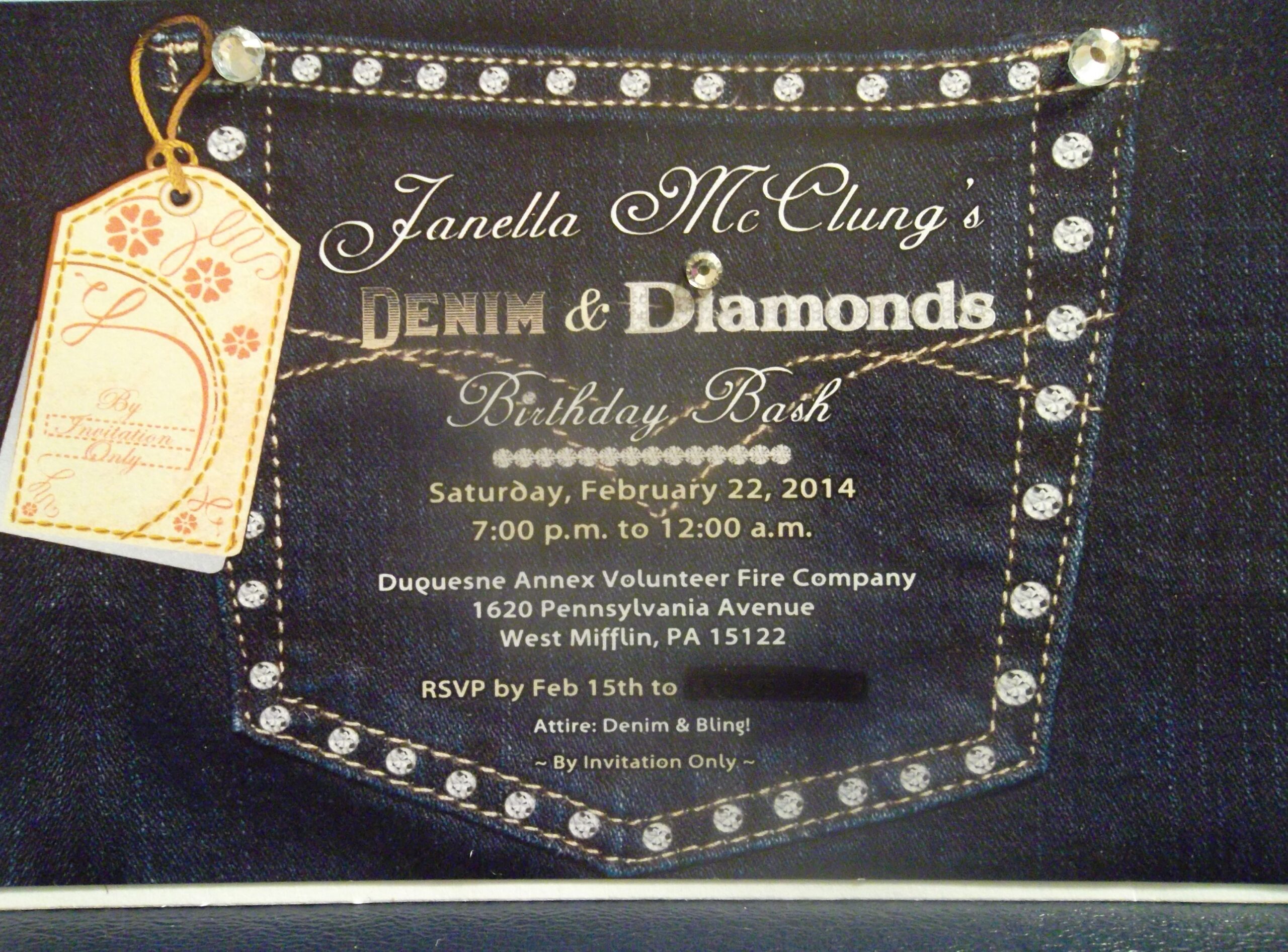 denim and diamonds invitation templates free