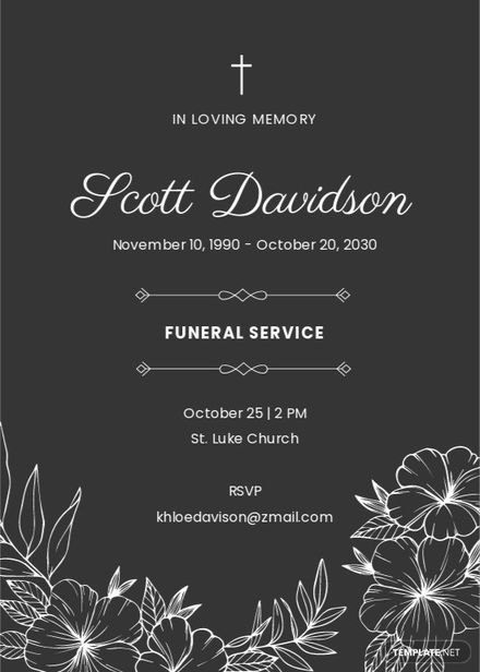 FREE Digital Funeral Invitation Templates Examples Edit Online