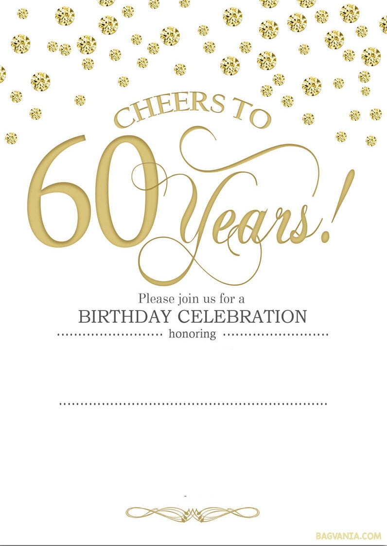 Free Editable 60Th Birthday Invitations Templates