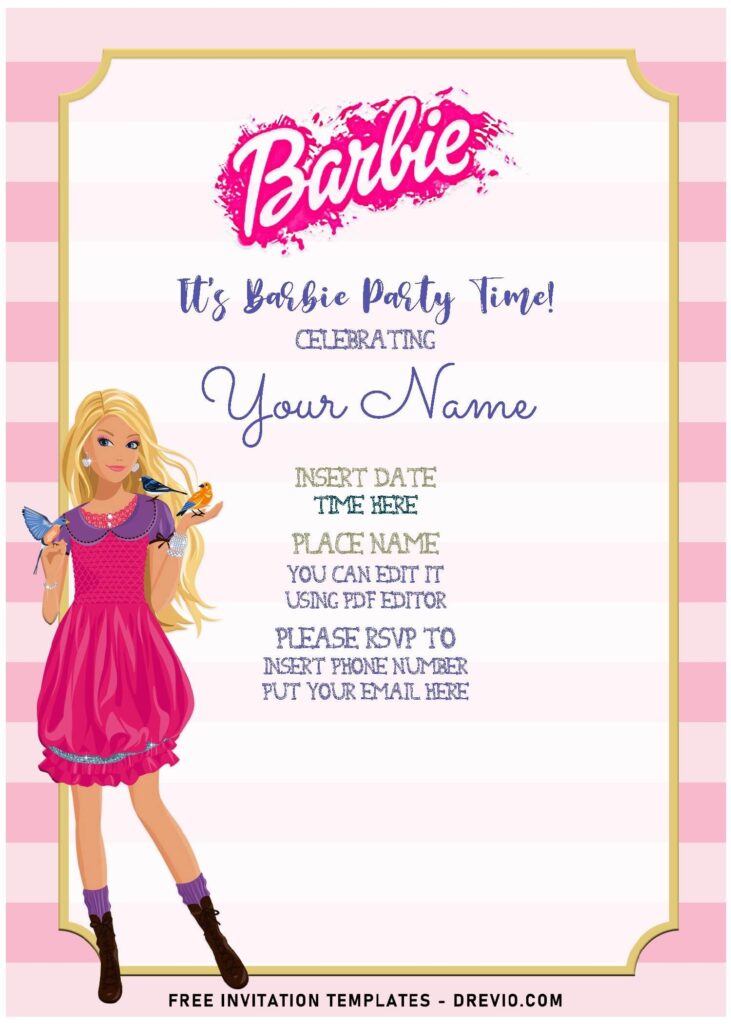 Free Editable PDF Adorable Barbie Big City Dream Themed Birthday