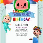 Free Editable PDF Colorful Balloons Cocomelon Birthday Invitation