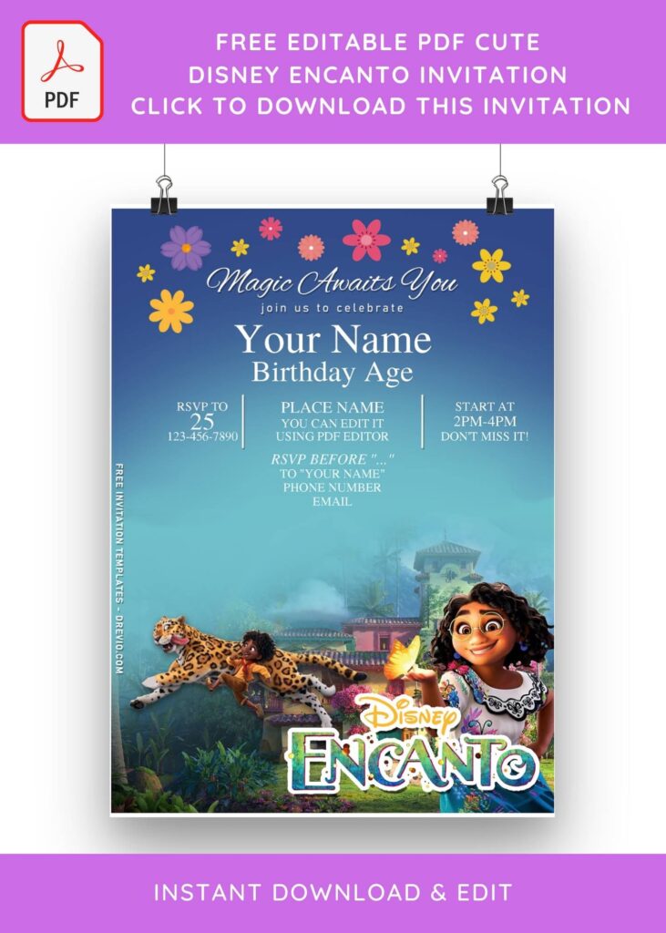 Free Editable PDF Disney Encanto Themed Birthday Invitation Templates