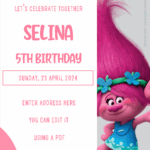 Free Editable PDF Trolls Birthday Invitation Templates Trolls