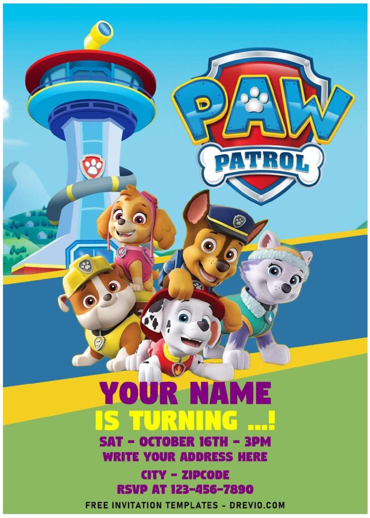 Free Editable PDF Ultimate PAW Patrol Team Birthday Invitation Templates