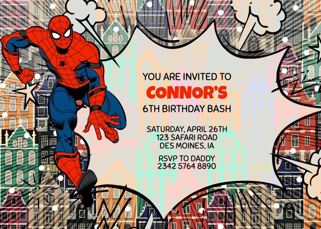 Free Editable Spiderman Birthday Invitation Template Birthday