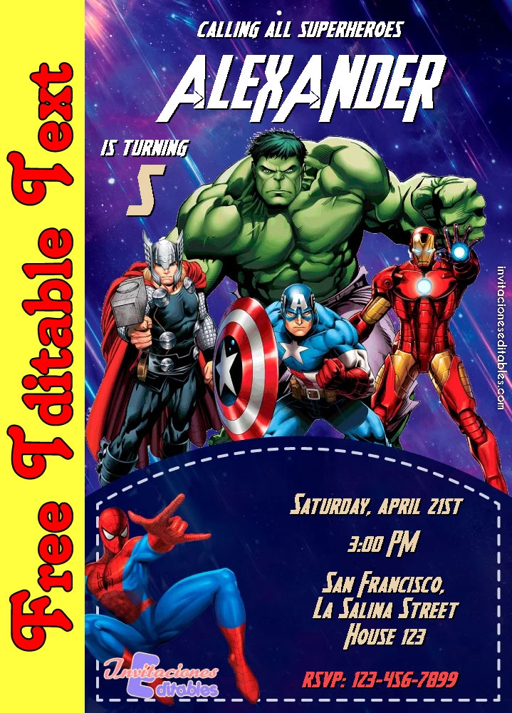Free Editable Template Avengers Invitation 01 2023 Lupon gov ph