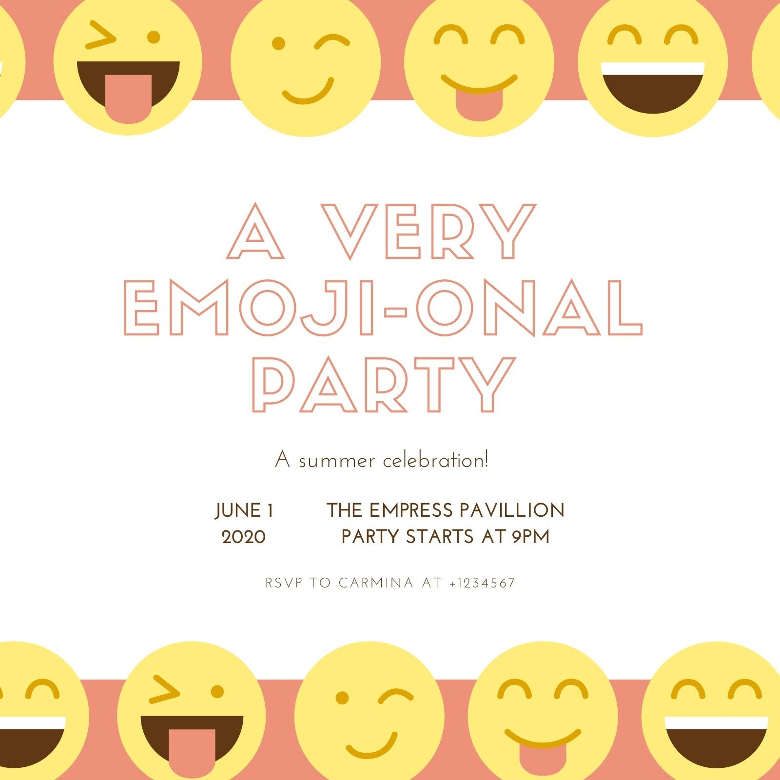 Free Emoji Invitation Blank Template Dsaewinner