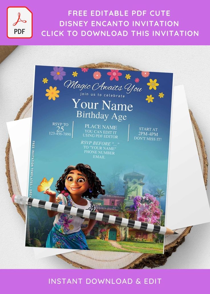 encanto free invitation template