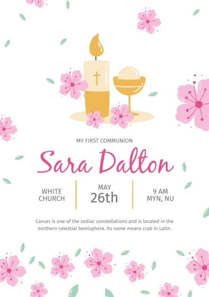 Free First Holy Communion Invitations Templates Wepik