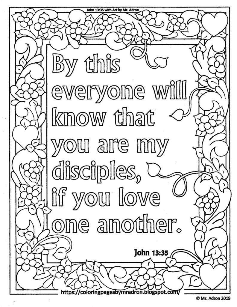 Free John 13 35 Print And Color Page Bible Verse Coloring Page Bible