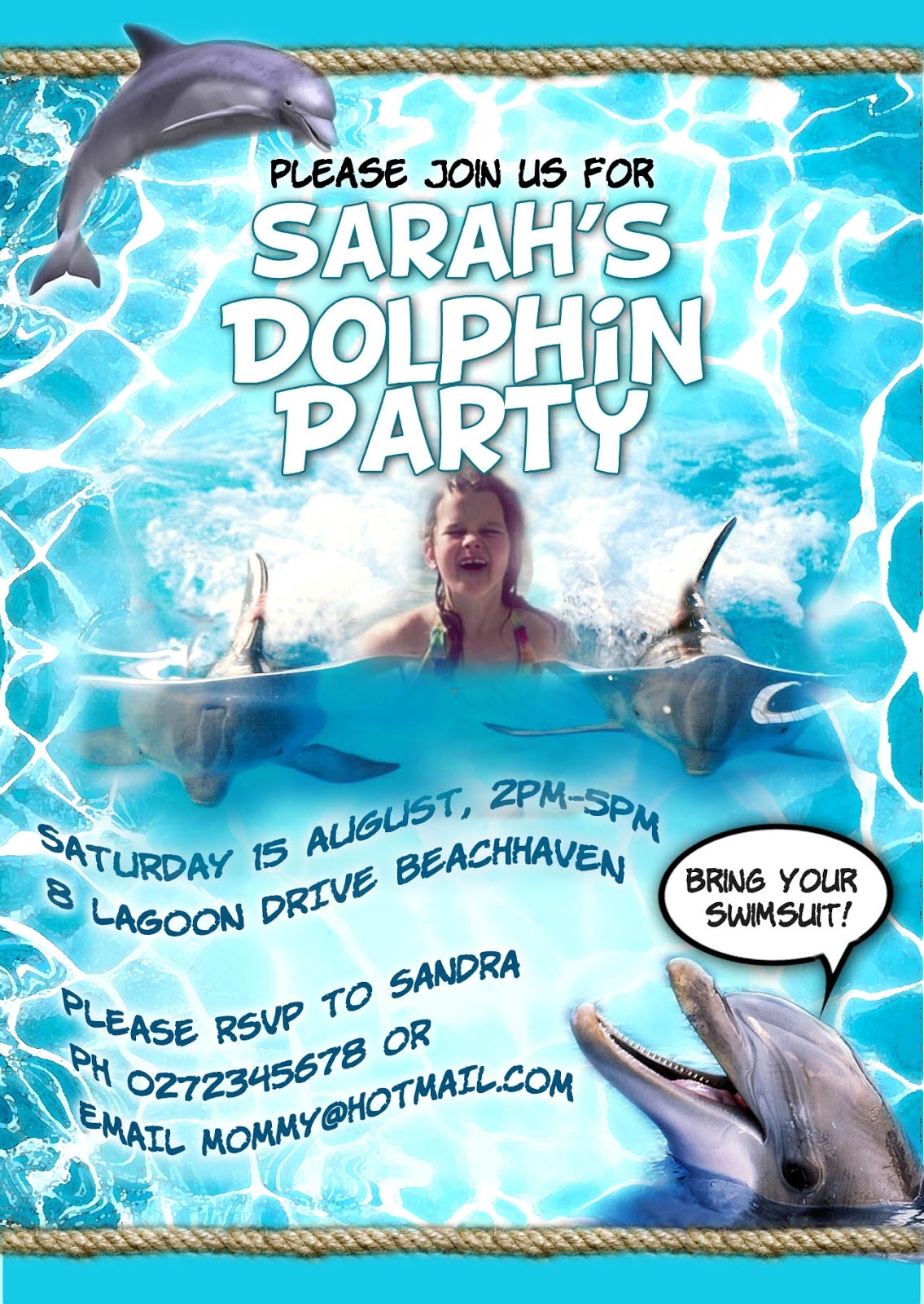 FREE Kids Party Invitations Dolphin Party Invitation
