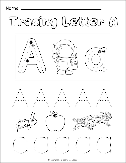Free Letter A Tracing Worksheets Easy Print The Simple 