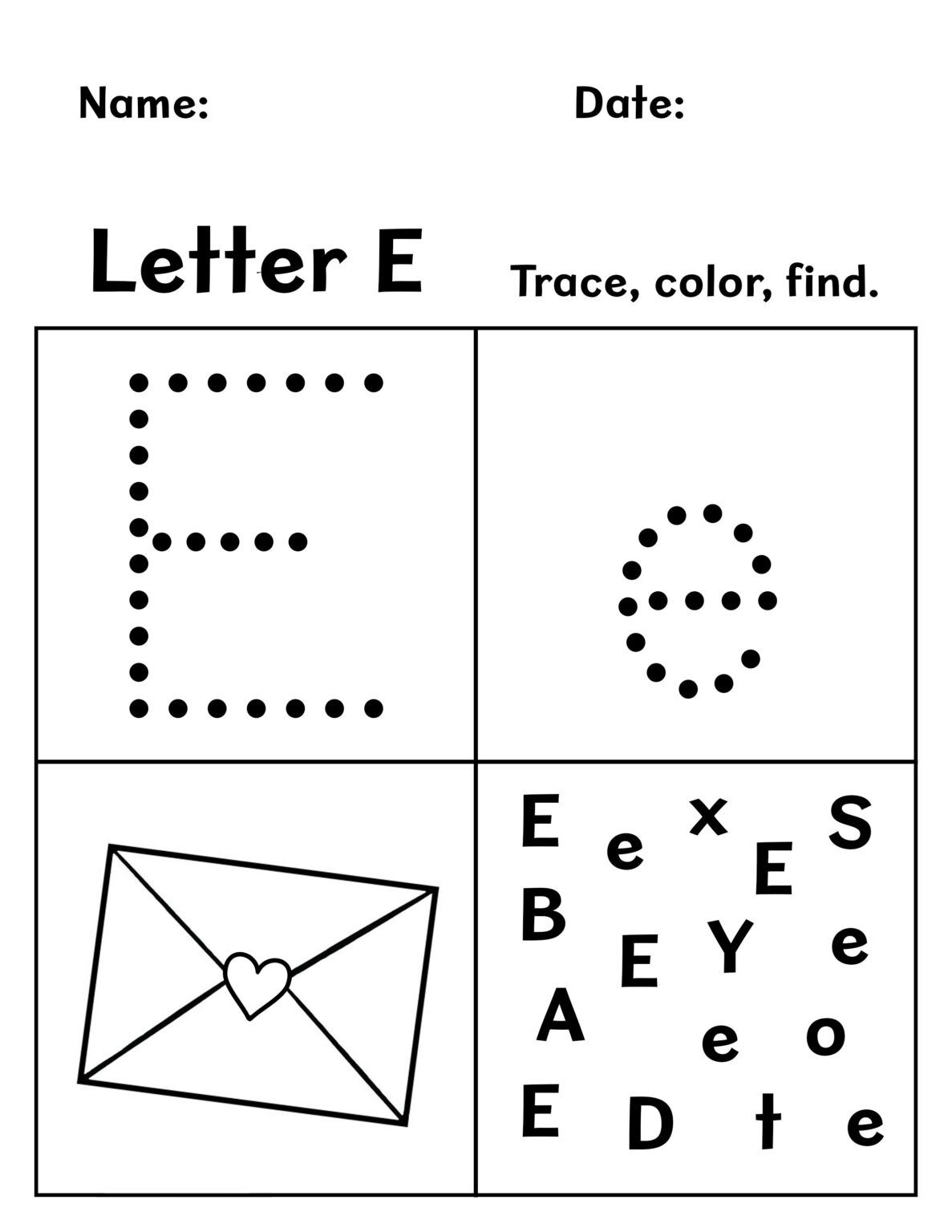 FREE Letter E Worksheets For Preschool The Hollydog Blog Letter E