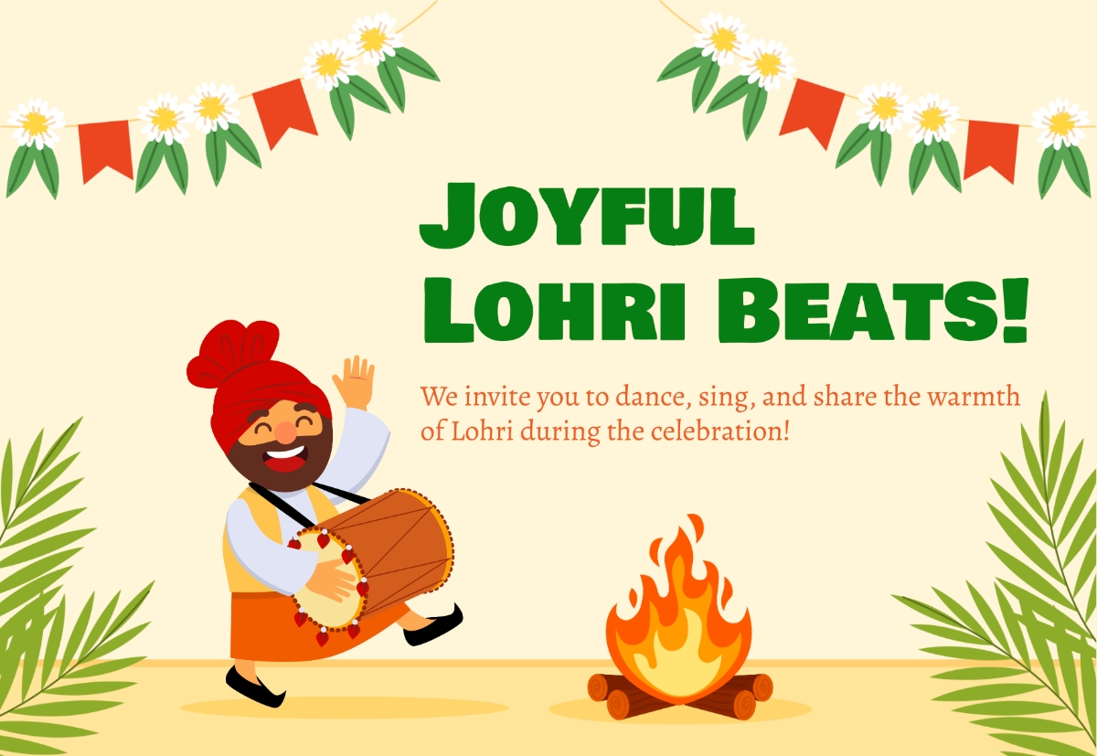 Free Lohri Celebration Invitation Card Template To Edit Online