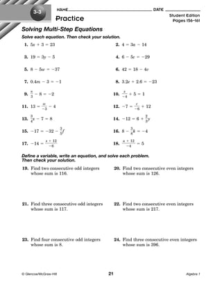 Free Multi Step Equations Worksheet With Answers Download Free Multi 