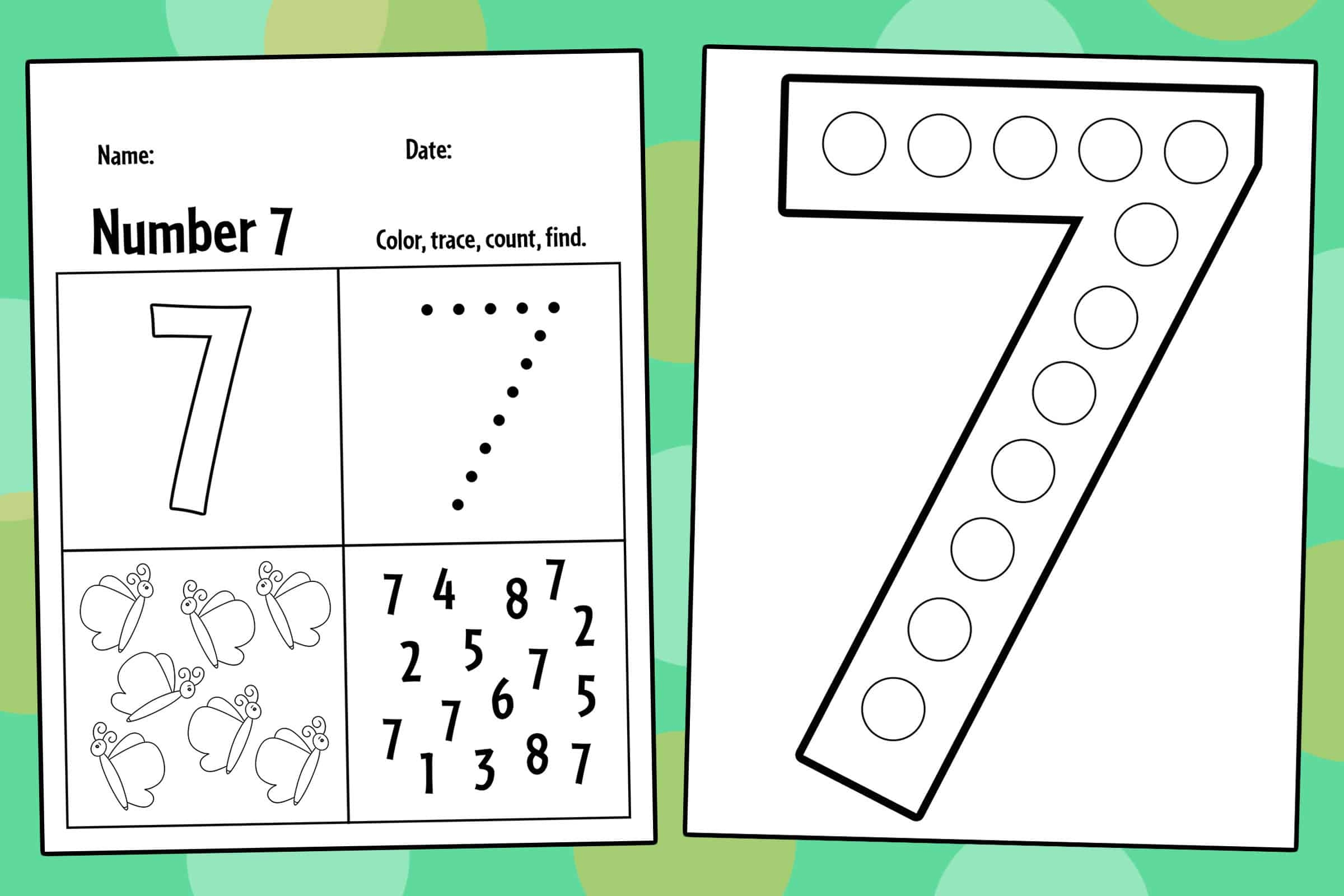FREE Number 7 Worksheets For Preschool The Hollydog Blog Worksheets