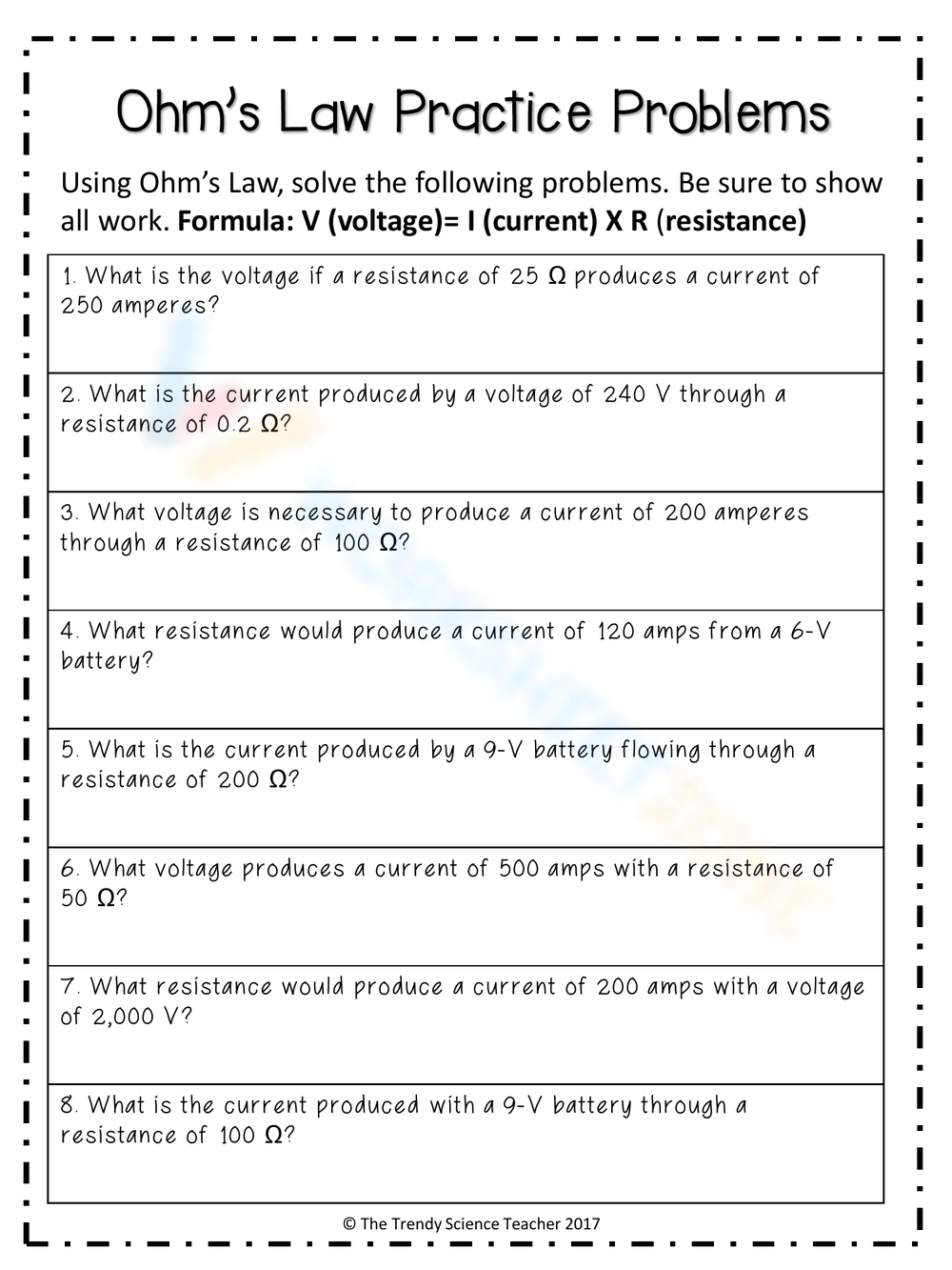 Free Ohm S Law Worksheet Download Free Ohm S Law Worksheet Png Images 