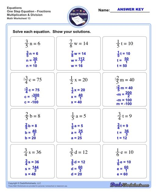 Free One Step Algebra Equation Worksheet Download Free One Step 