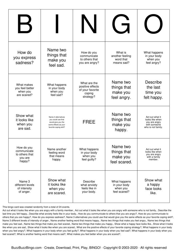 Free Online Printable Emotion Bingo Cards Kerastl