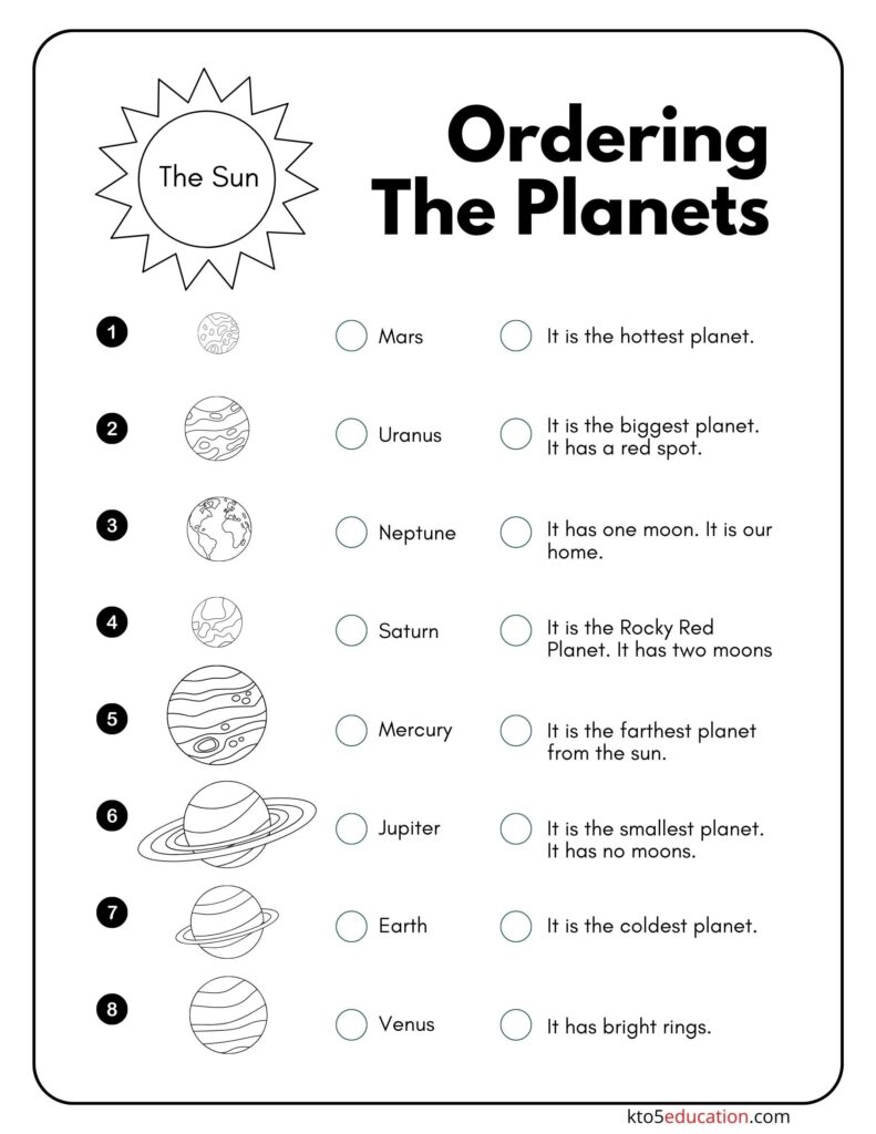 Free Ordering The Planets Worksheet Check More At Https kto5education