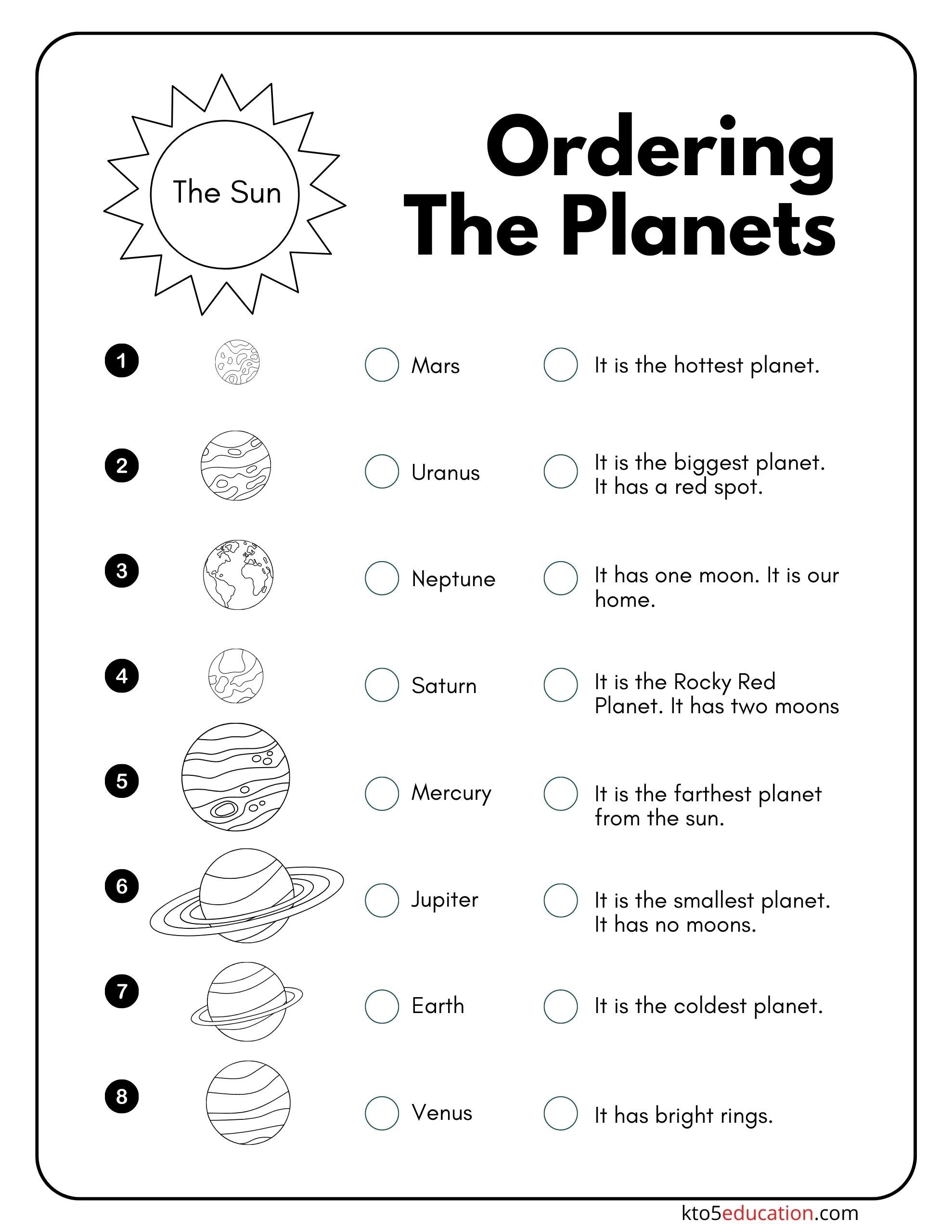 Free Ordering The Planets Worksheet Check More At Https kto5education 