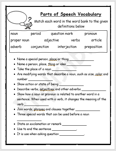FREE Parts Of Speech Exercises Worksheets With Answers PDF Worksheets 