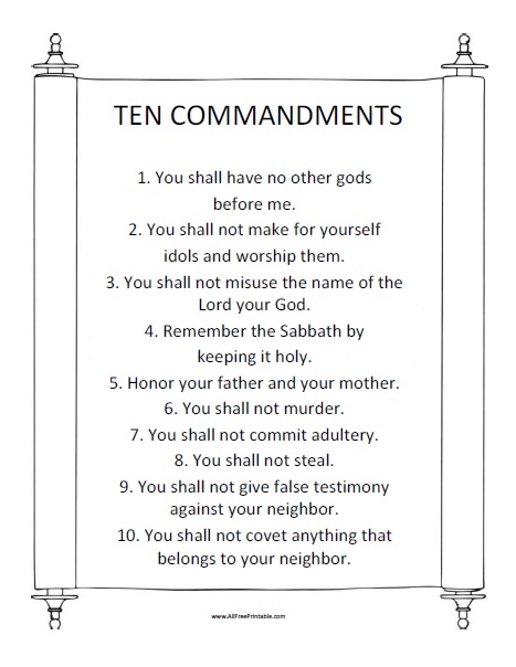 10 commandments worksheets
