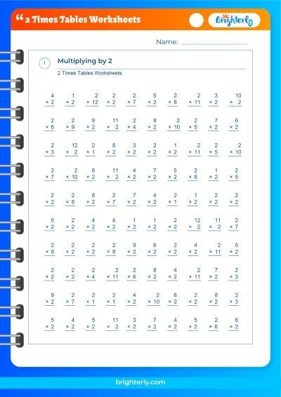 multiplication worksheets 2 times tables