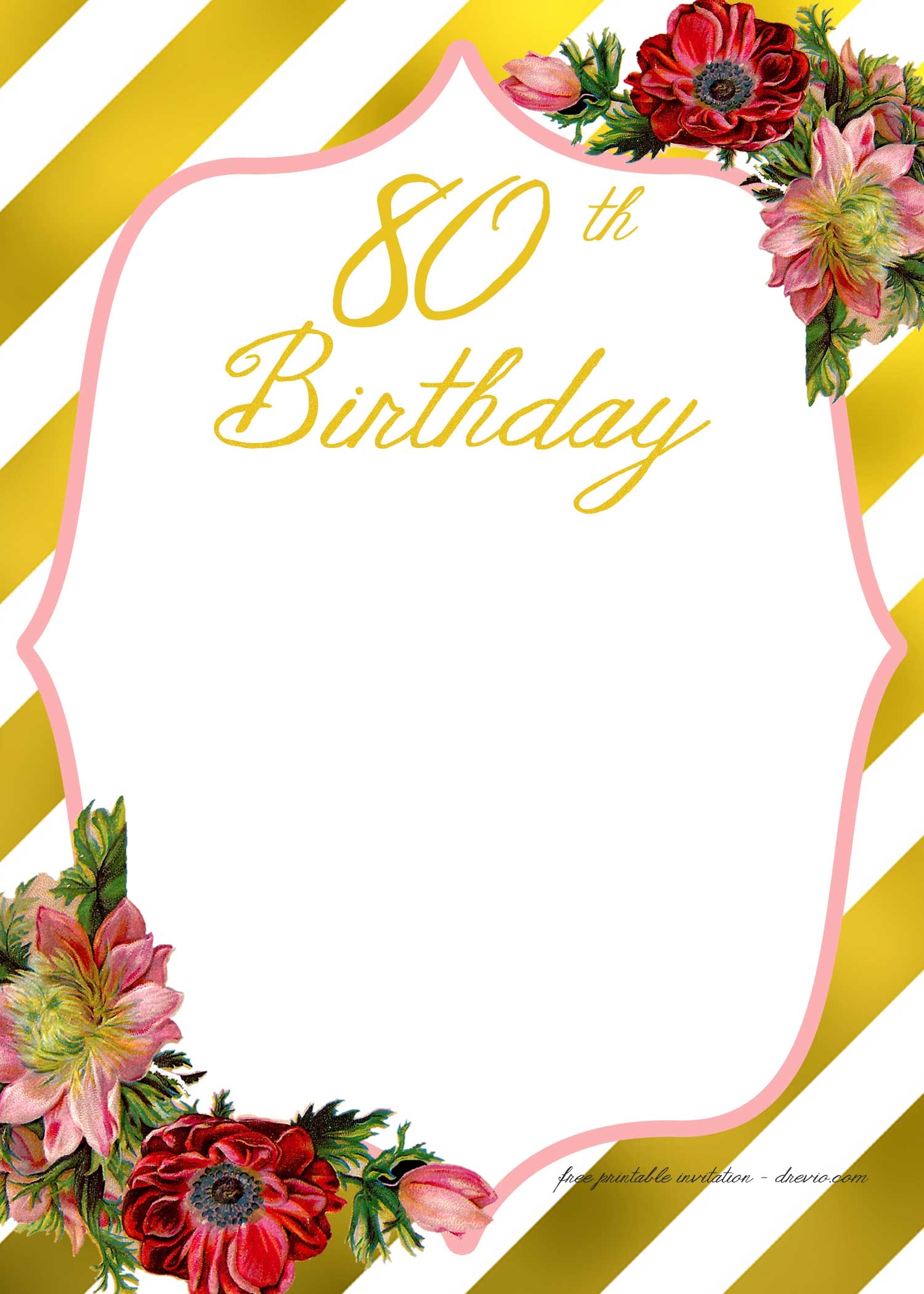 downloadable 80th birthday invitation template