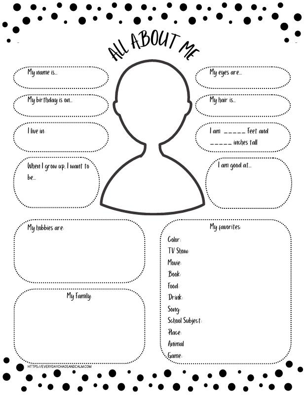 Free Printable All About Me Worksheets For Kids Worksheets Library