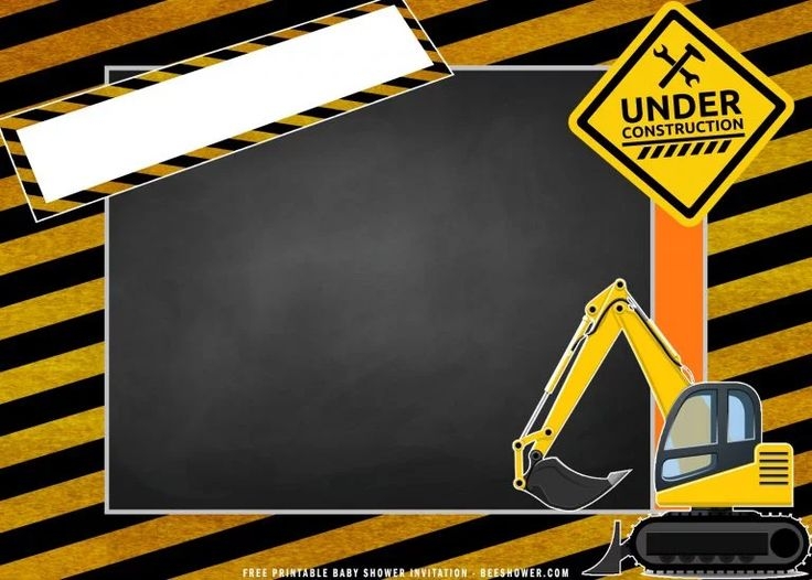 construction theme birthday invitation template