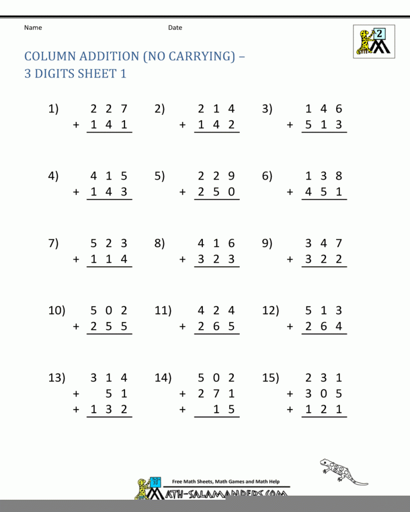 addition printable worksheets