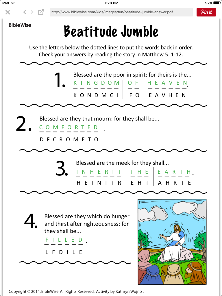 Free Printable Beatitudes Craft For Kids Artofit