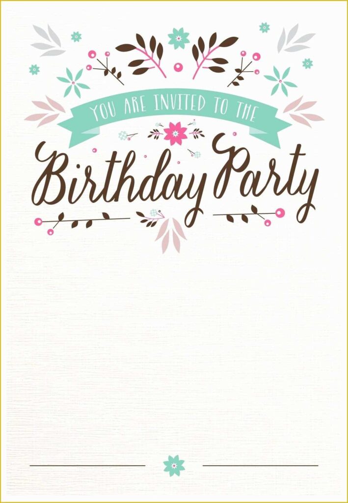Free Printable Birthday Invitation Cards Templates Of Flat Floral Free