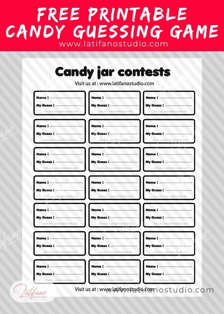 Free Printable Candy Guessing Game Printable Candy Guessing In 2024 