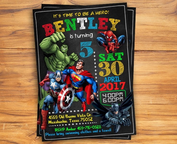 editable superhero invitation template free